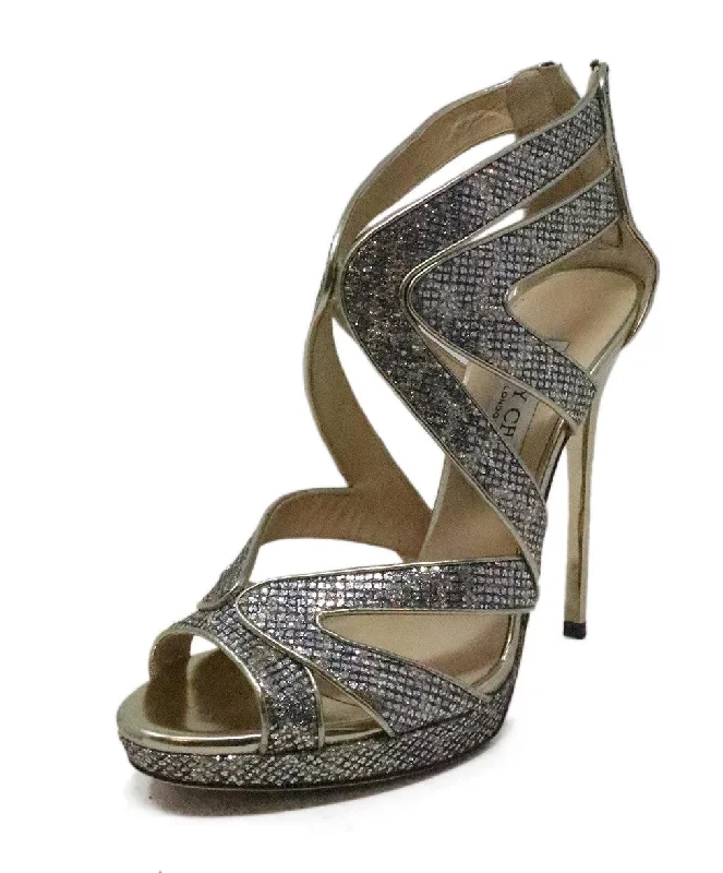 Jimmy Choo Silver & Gold Glitter Heels sz 7.5