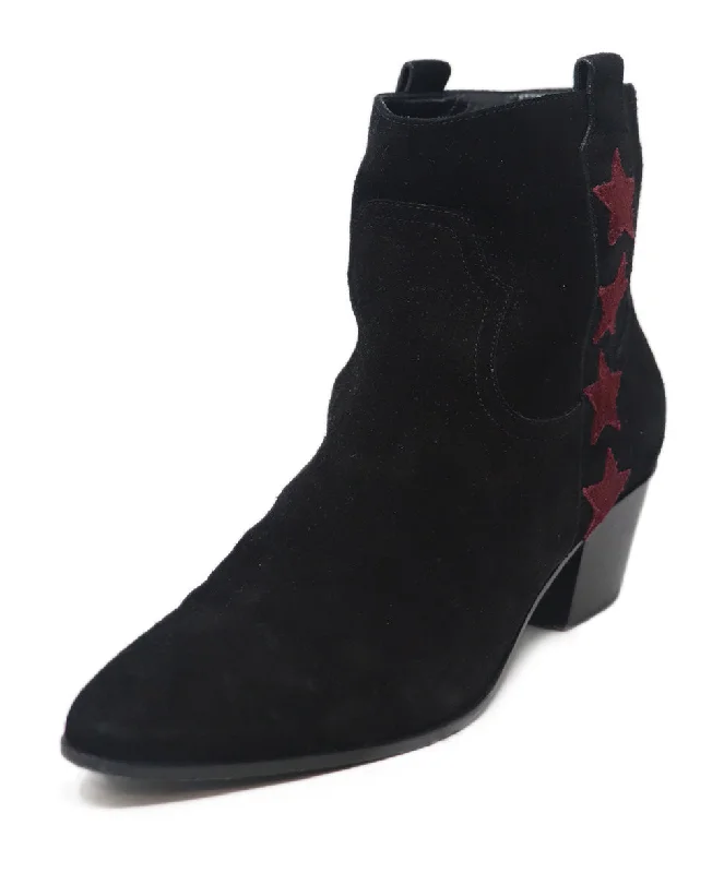 Saint Laurent Black & Burgundy Star Booties sz 7