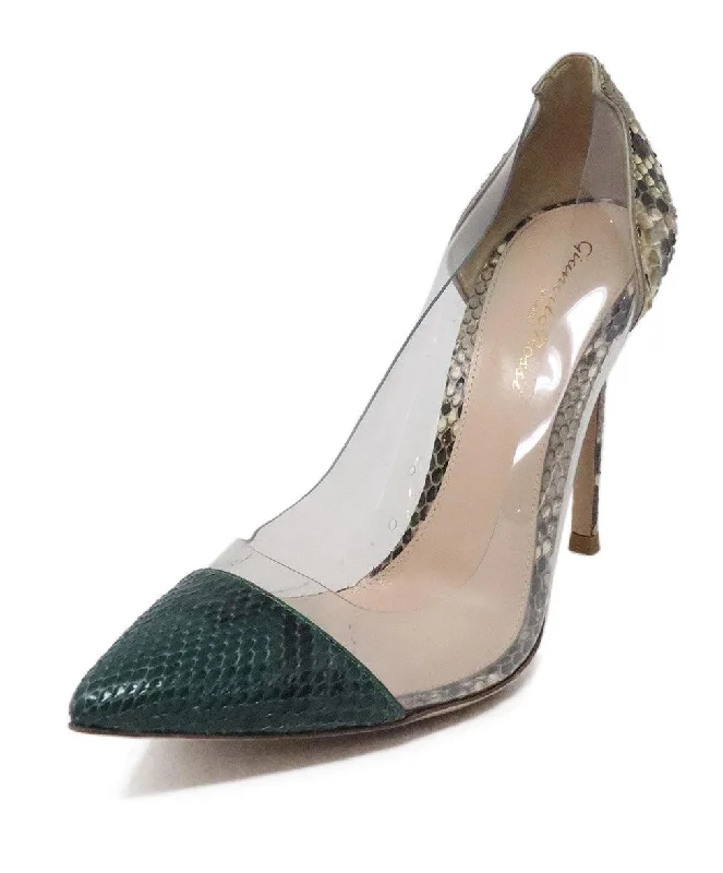 Gianvito Rossi Snakeskin Clear Heels sz 8.5