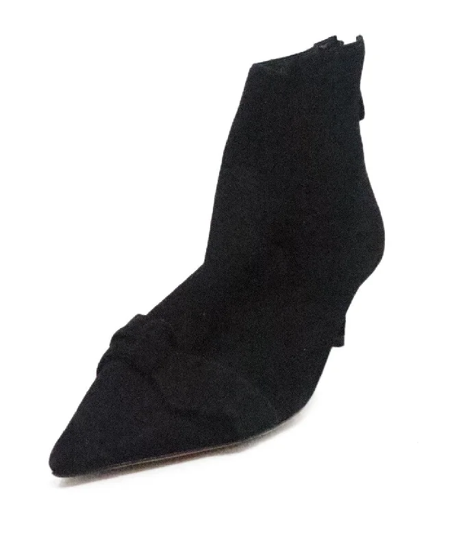 Alexandre Birman Black Suede Bow Booties sz 7