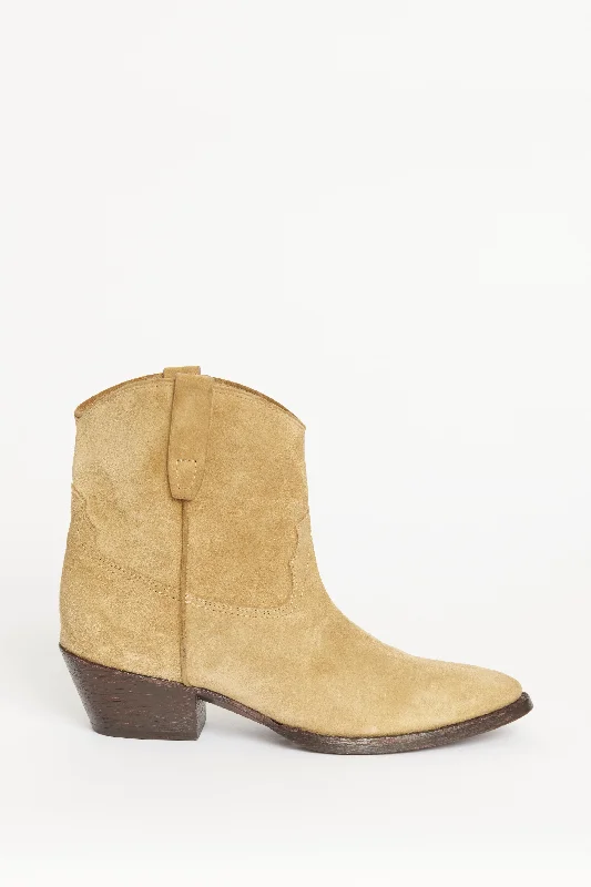 Beige Suede Preowned Florence Cowboy Boots