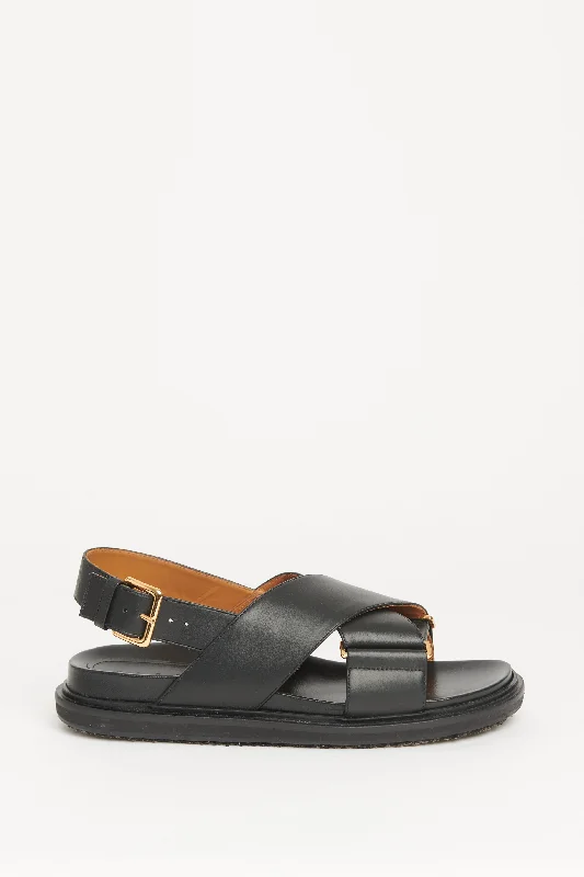 Black leather Fussbett Preowned Sandals