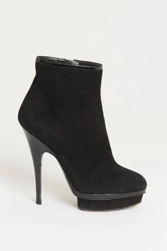 Black Suede Platform Preowned Heeled Boot