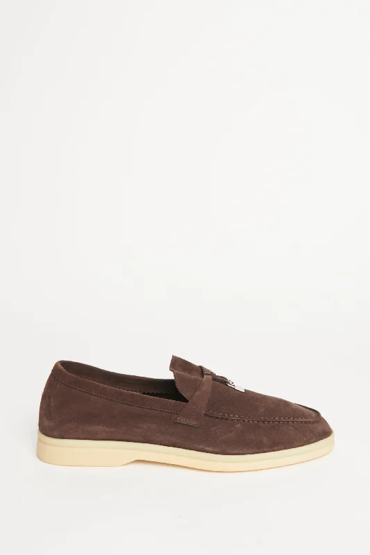 Dark Brown Suede Charms Preowned Loafers