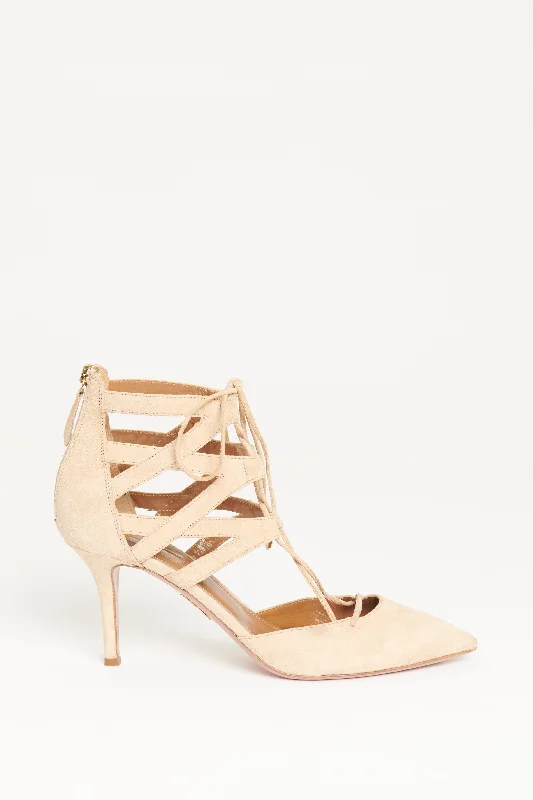 Belgravia 75 Sand Suede Preowned Heels