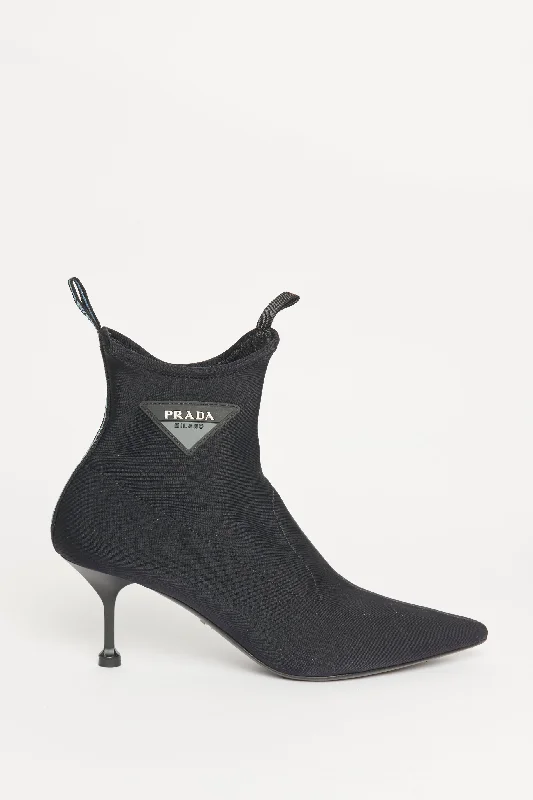 Black Neoprene Preowned Kitten Heel