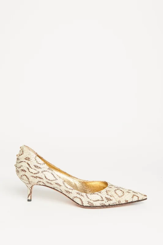 Python Leather Pointed Toe Preowned Pumps