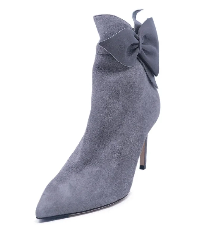 Jimmy Choo Grey Suede Bow Trim Booties sz 6