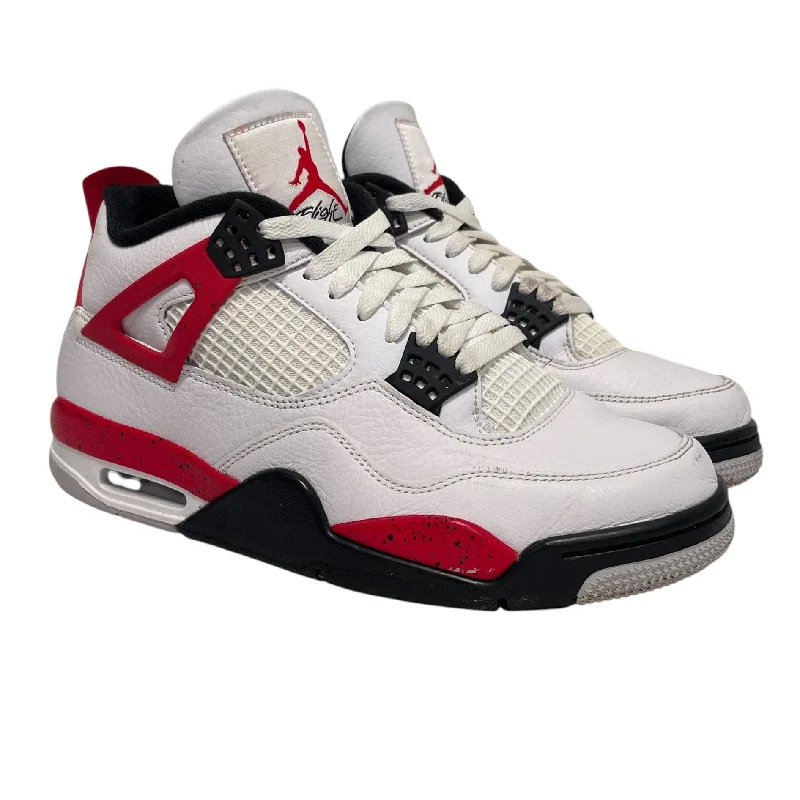 NIKE/Low-Sneakers/US 8.5/Leather/WHT/Red Cement Jordan 4