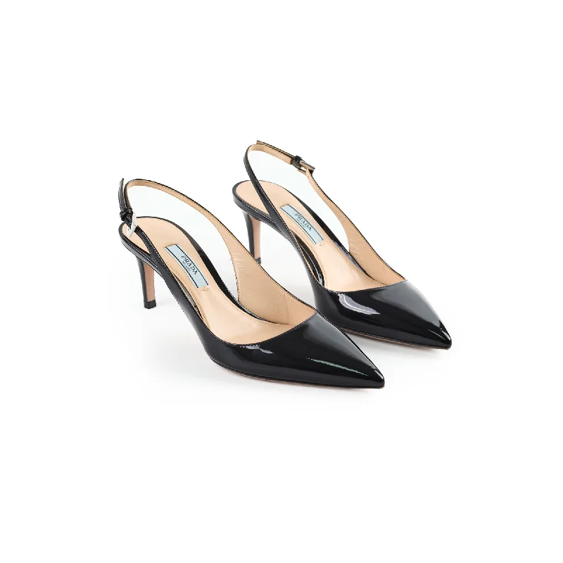 Prada Patent Sling Backs Black Size 36