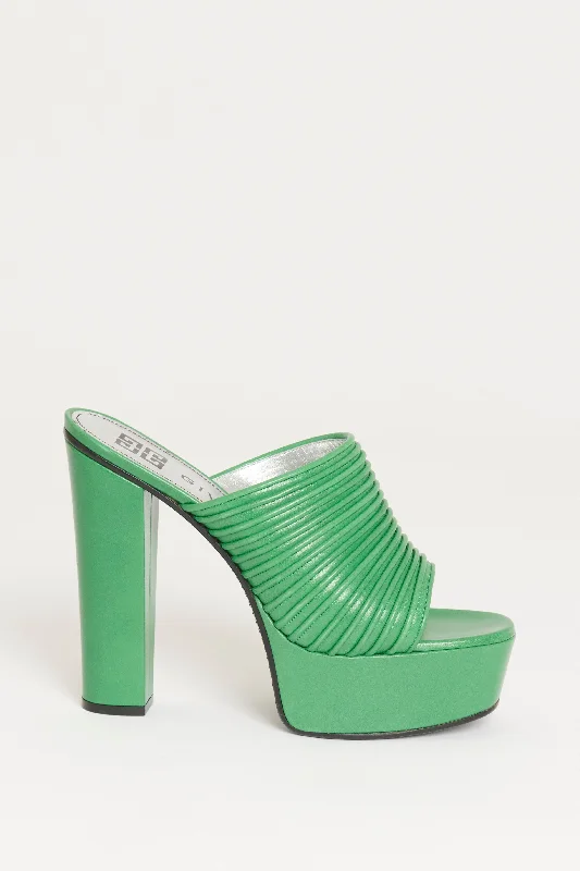 Green Leather Look Book Preowned Mule