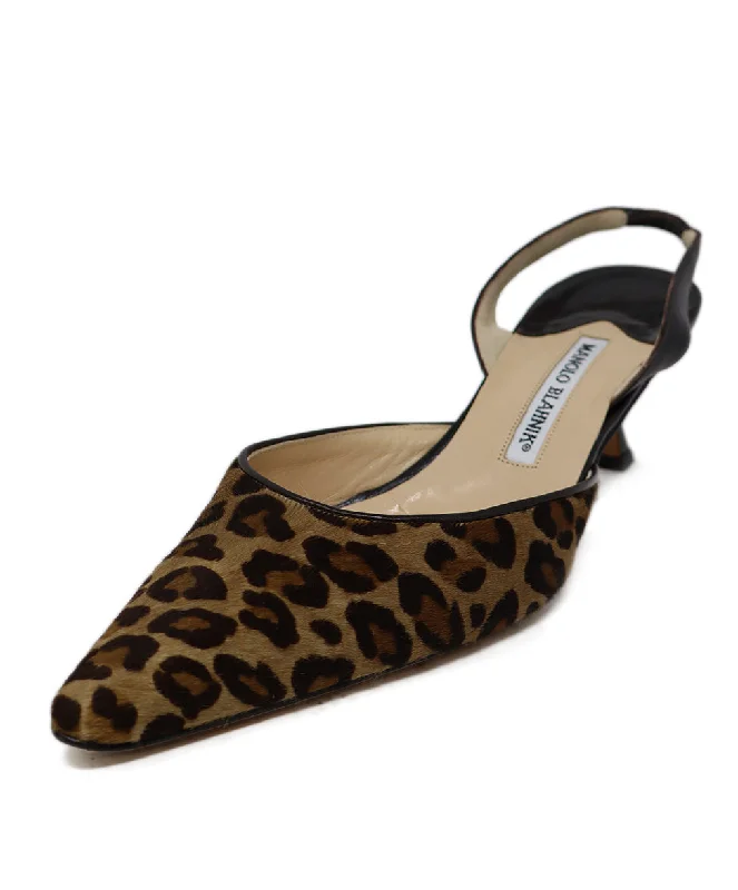 Manolo Blahnik Leopard Fur Slingbacks sz 9.5