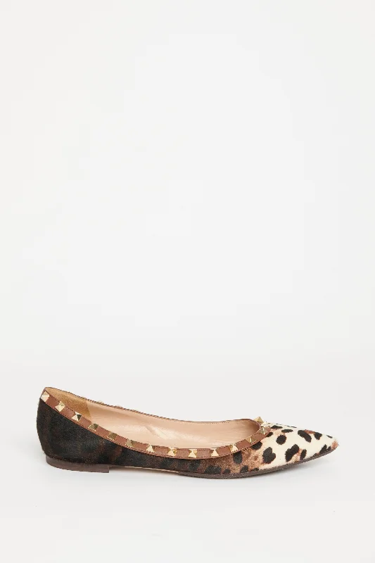 Brown Leopard Print Calf Hair Rockstud Preowned Pumps