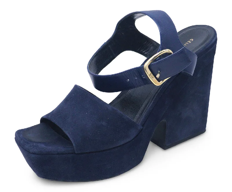 Celine Navy Suede Platform Sandals sz 9