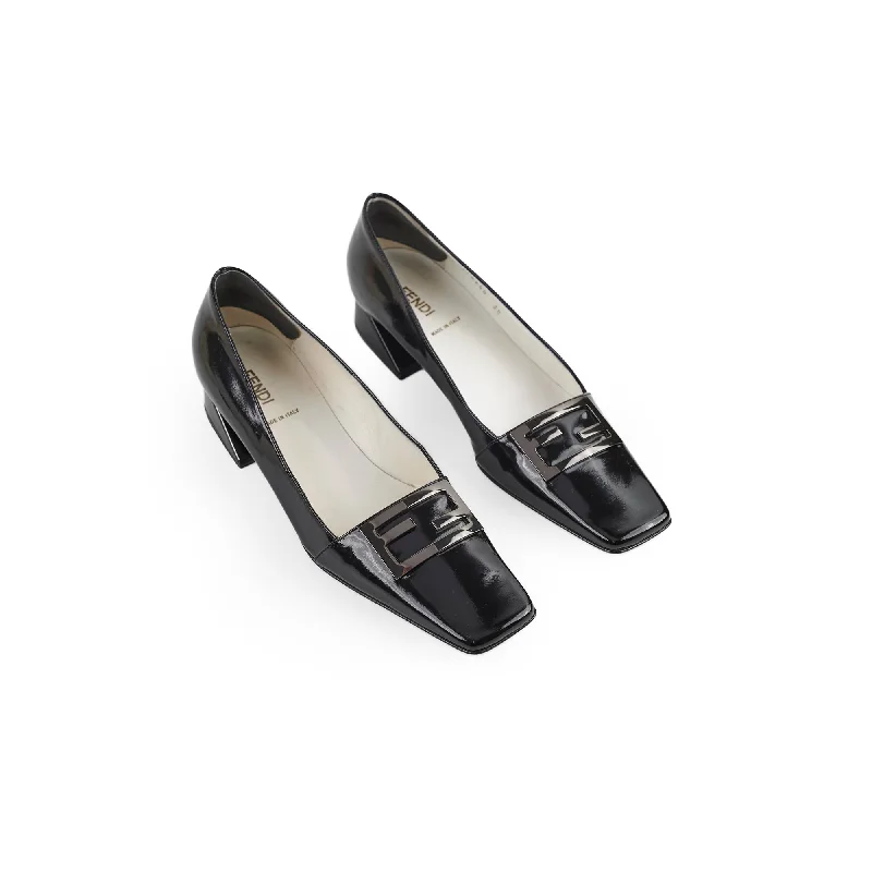 Fendi Black Patent Leather Heels 38