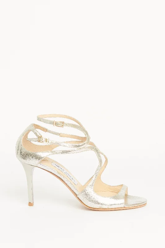 Champagne Glitter Leather Preowned Sandals