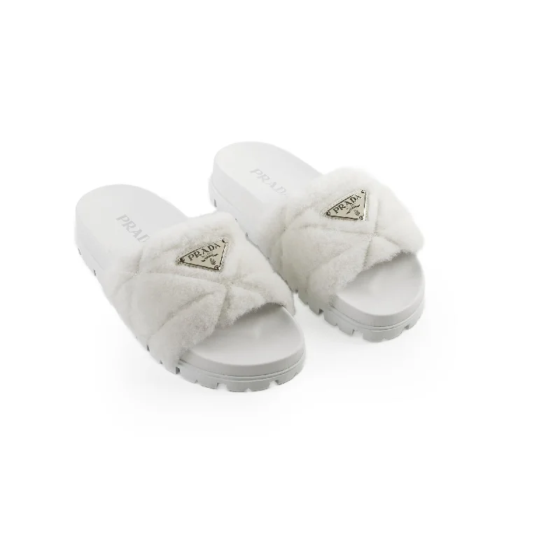 Prada Fur Slides White