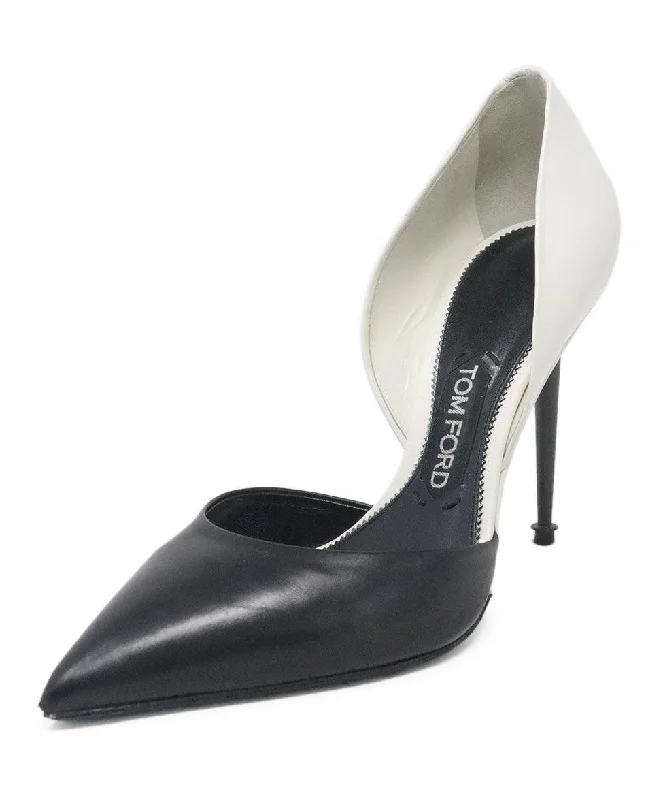 Tom Ford Black & White Leather Heels sz 8.5