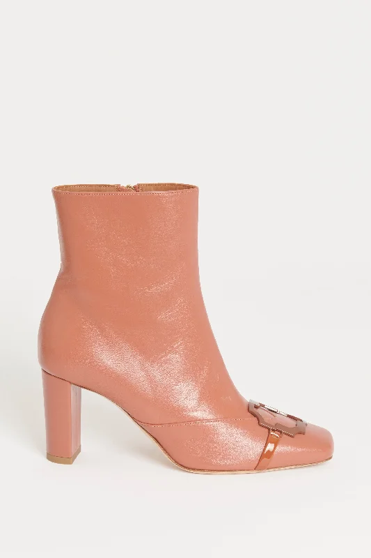 Terracotta Leather Preowned Square Toe Boots