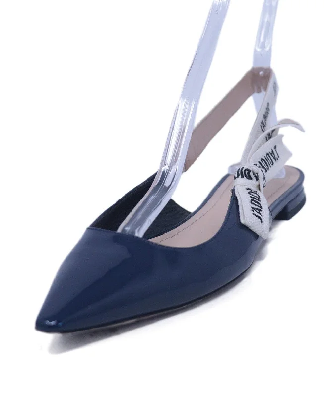 Christian Dior Navy Patent Leather Slingbacks sz 8