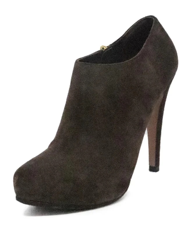 Prada Brown Suede Heeled Booties sz 7.5