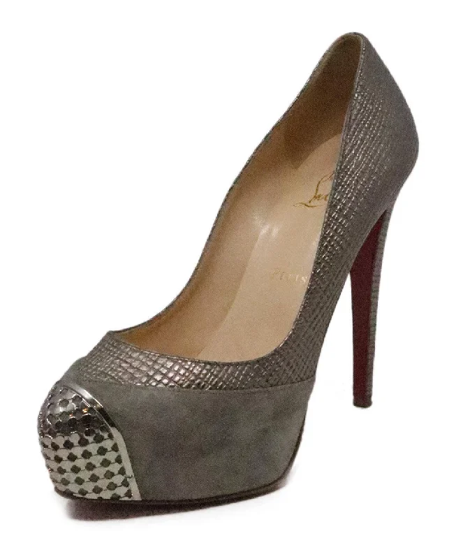 Christian Louboutin Grey Suede & Leather Heels sz 7.5