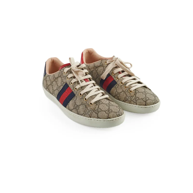 Gucci Beige and Ebony GG Supreme Sneakers