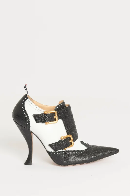 Two Tone Buckled Brogue Style Preowned Heels