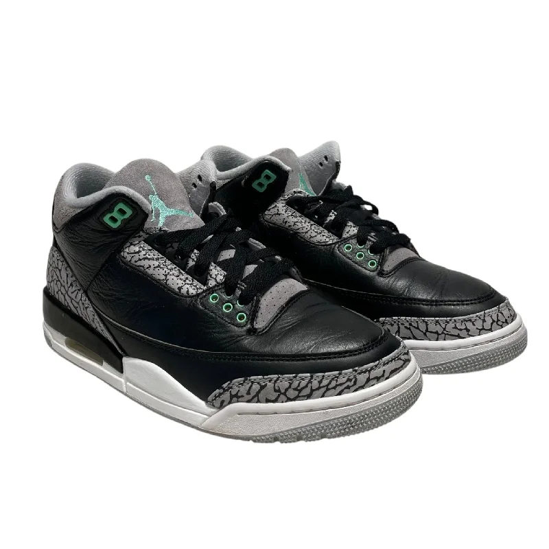 NIKE/Low-Sneakers/US 8.5/Leather/BLK/RETRO 3 GREEN GLOW