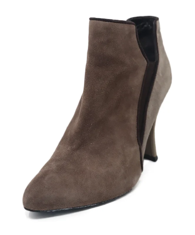 Stuart Weitzman Taupe Suede Heeled Booties sz 6.5