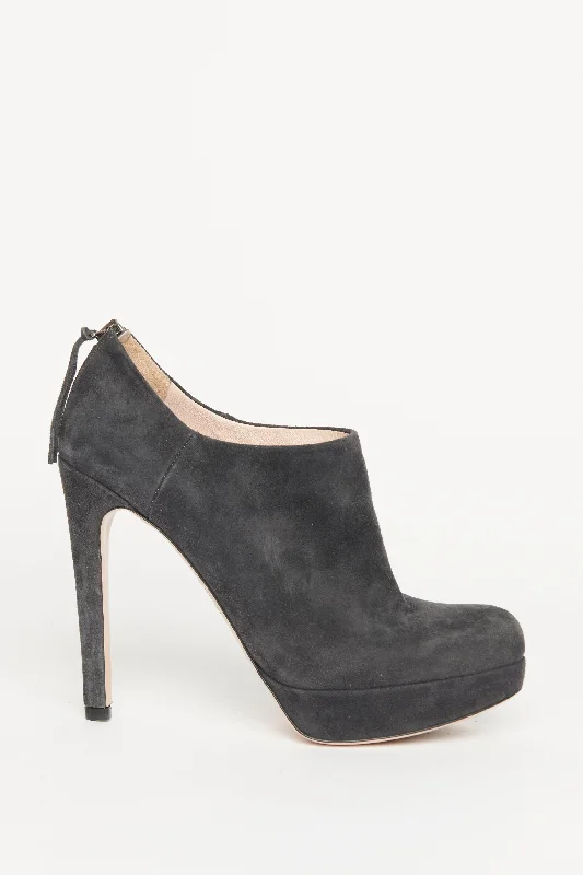 Grey Suede Platform Preowned Ankle Boot