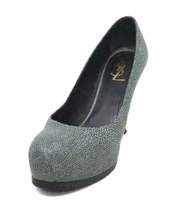 YSL Grey Sting Ray Heels sz 9.5