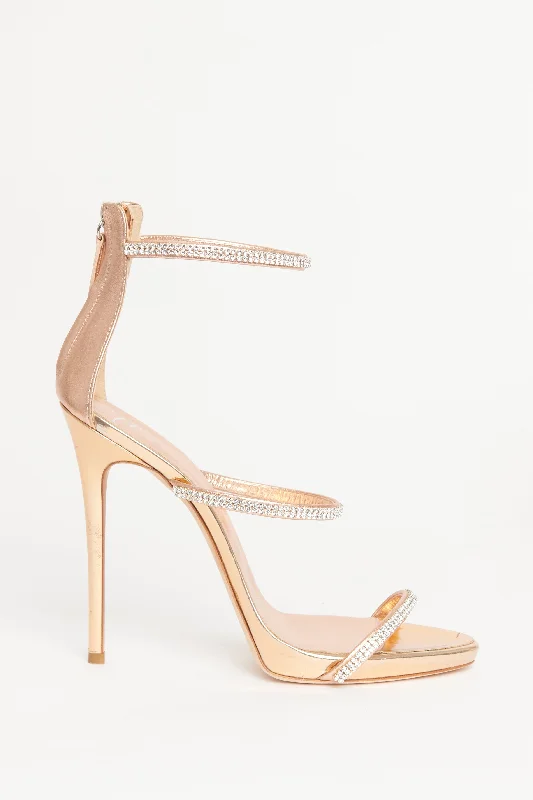 Rose Gold Preowned Coline Crystal Sandals