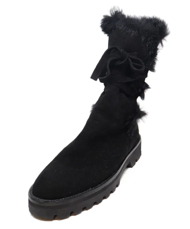 Ilga Black Suede & Fur Boots sz 9.5