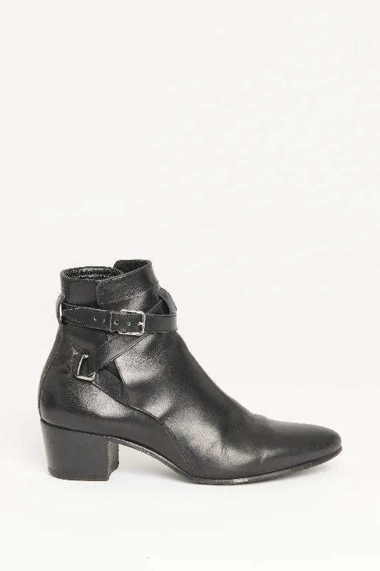 Black Leather Preowned Blake Ankle Boots