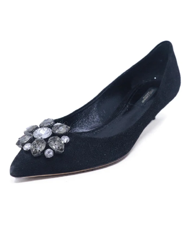 Dolce & Gabbana Black Suede Rhinestone Heels sz 8