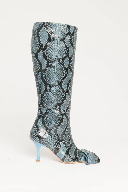 Blue Snakeskin Iva Preowned Boot