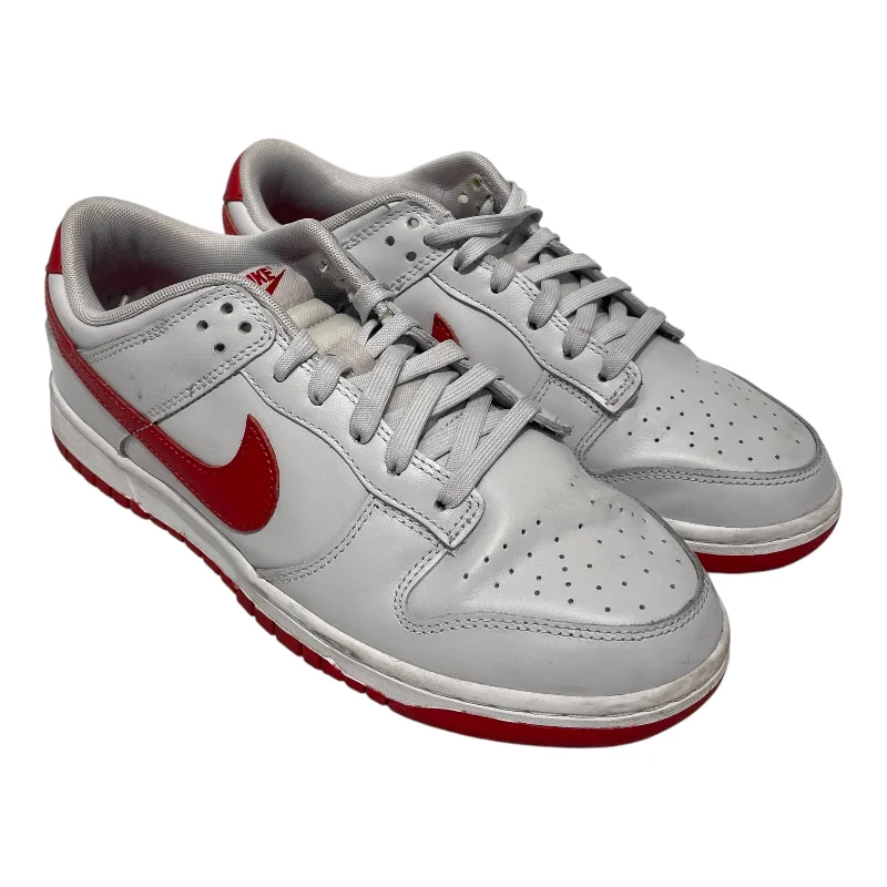 NIKE/Low-Sneakers/US 9/Leather/WHT/DUNK VAST GREY VARSITY RED