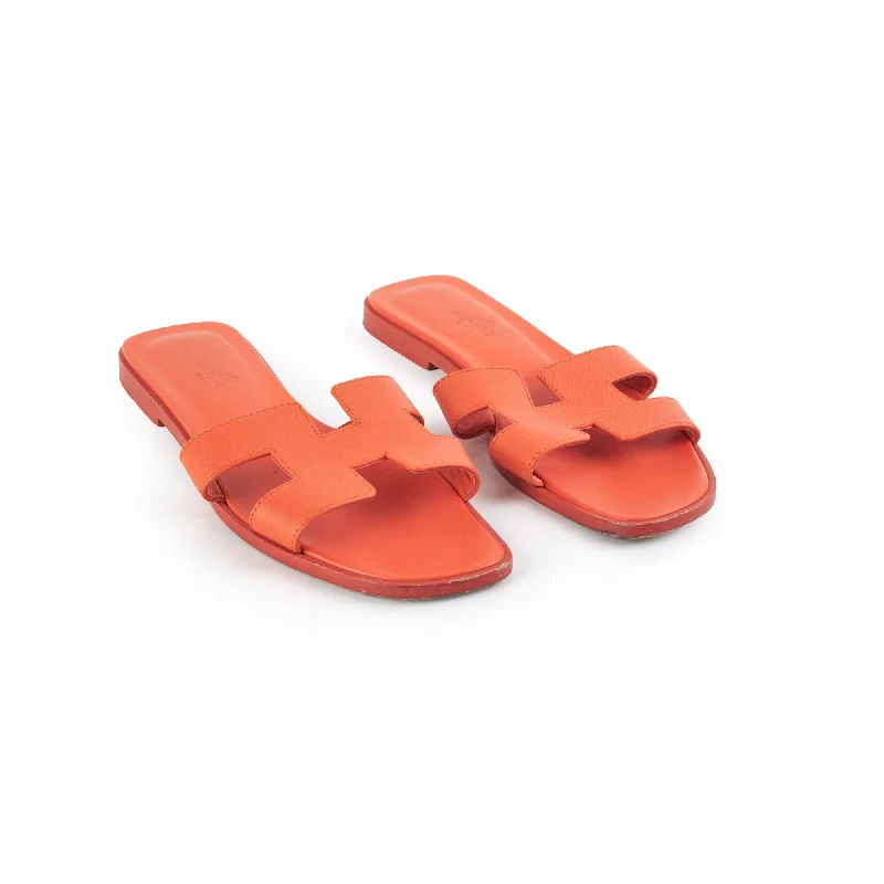 Hermes Oran Slides Orange Size 37