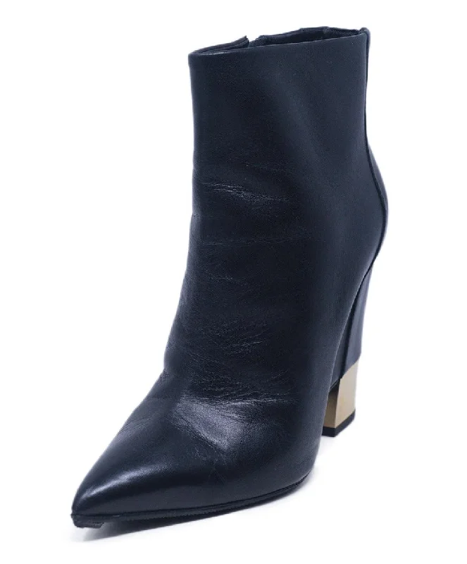 Giuseppe Zanotti Black Leather & Gold Heel Booties sz 7