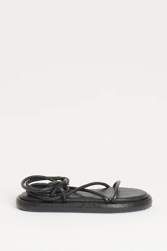 Black Woven Flat Pipe Preowned Sandals