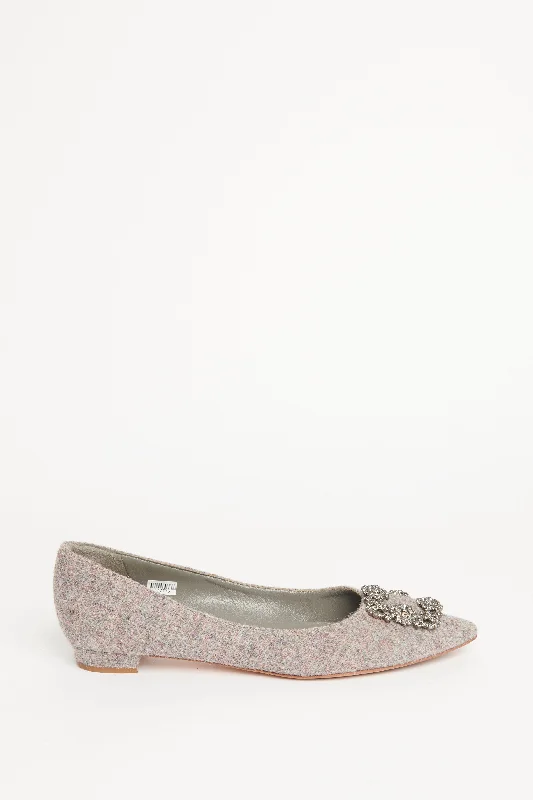 Grey Tweed Preowned Ballerina Shoes