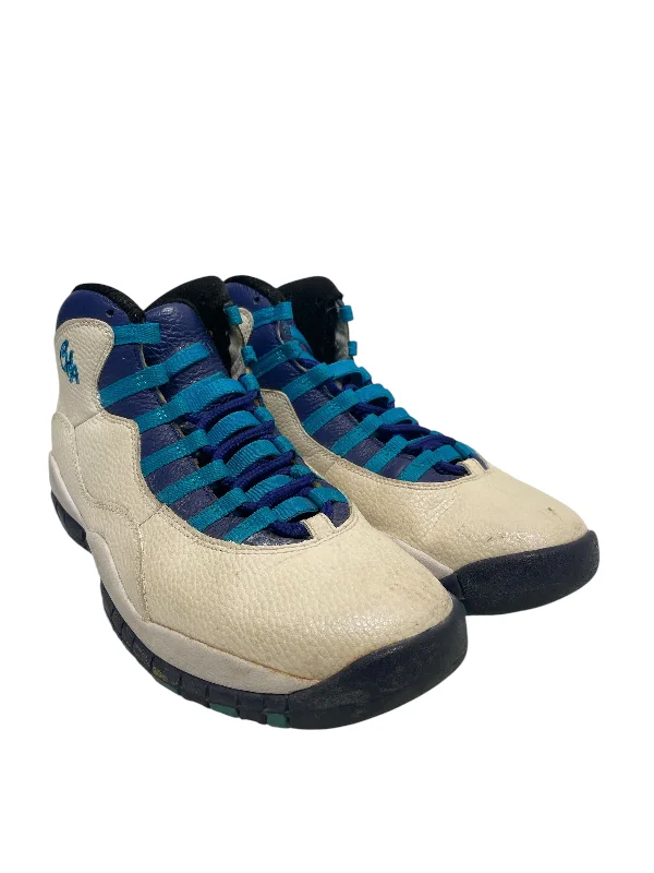 Jordan/Hi-Sneakers/US 9.5/Leather/WHT/Charlotte Hornet 10s