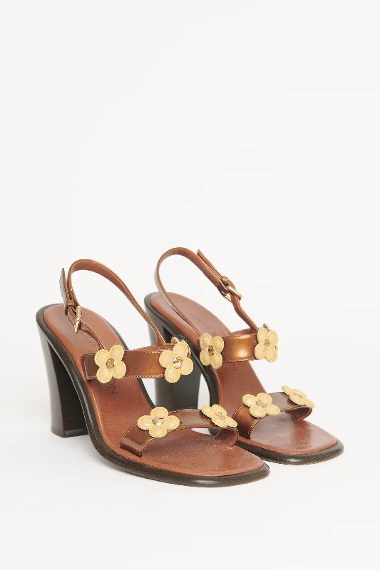 Floral Cut Out Preowned Embellished Sandals