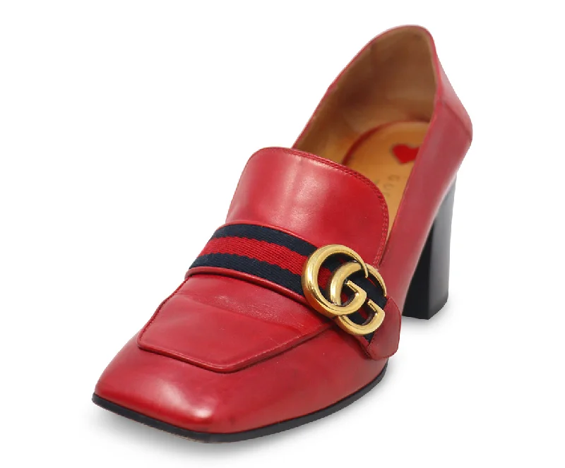 Gucci Red & Navy Leather Heels sz 8.5