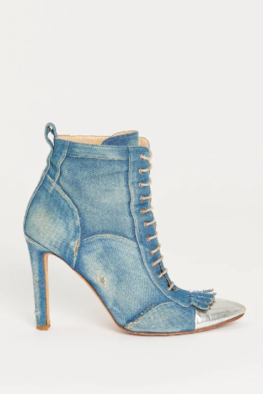 Manolo Blahnik for Christopher Kane Rare Preowned Denim Boots