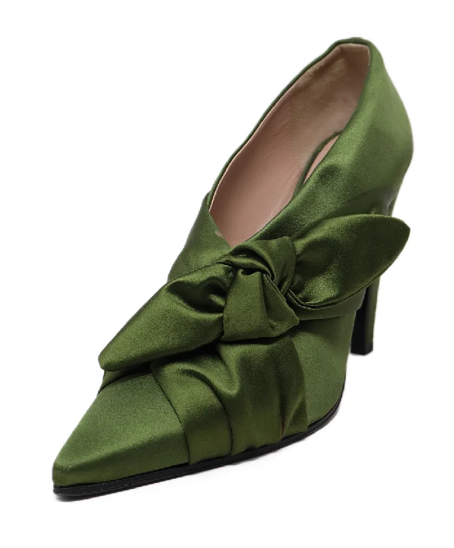 Emilio Pucci Olive Satin Heels sz 10