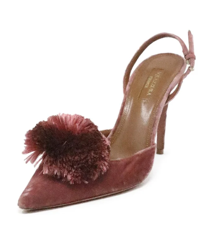 Aquazzura Mauve Velvet Slingback Heels sz 8