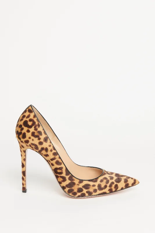 Leopard Pony Hair Pointed Toe Preowned Pumps