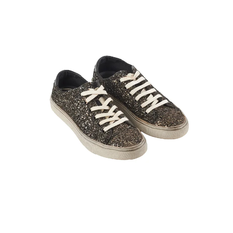 Saint Laurent Black Glitter Sneakers Size 35